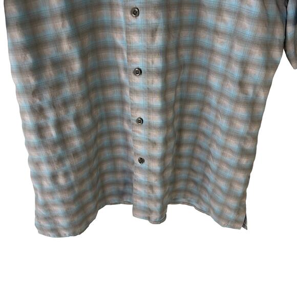 Eddie Bauer Size Large Blue Plaid Short Sleeve Outdoor Button Up - Picture 3 of 7